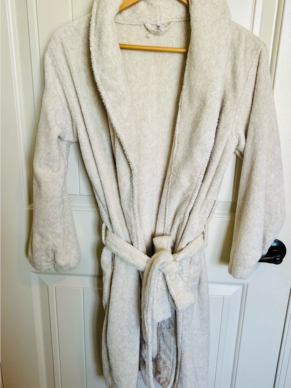 Pottery Barn Cozy Organic Cotton Robe in Oatmeal - Plush Bathrobe S